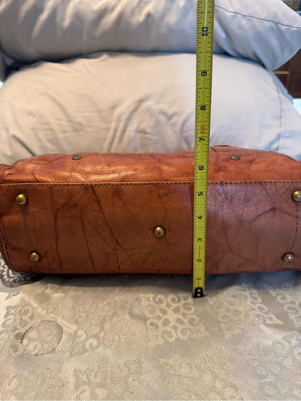 Vintage Frye Campus Leather Satchel/Handbag in Camel Brown - Picture 8 of 15